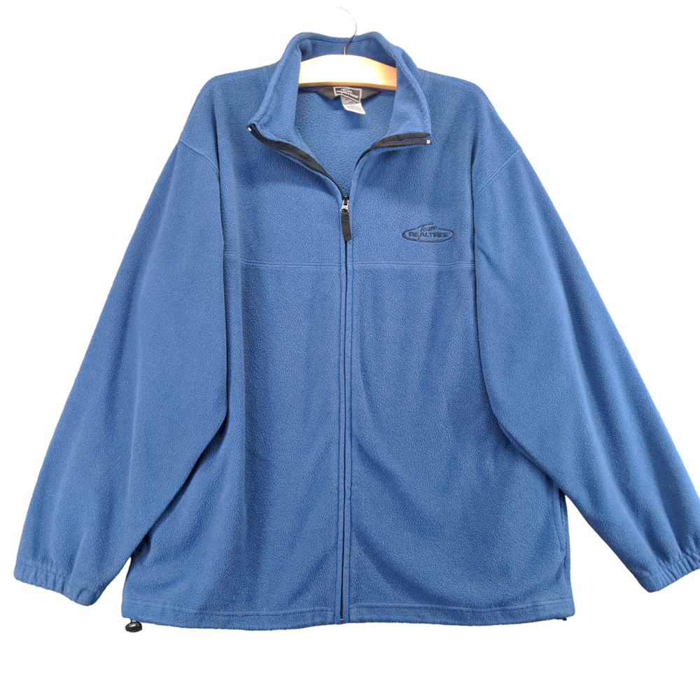 Team RealTree Mens Full Zip Fleece Jacket Blue Large Outdoors Hunting Logo
